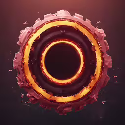 an abstract orange and black design with liquid,the inside of a bright metal object against a dark background