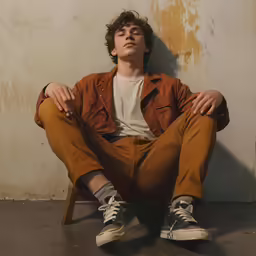 man sitting on a chair with his feet crossed