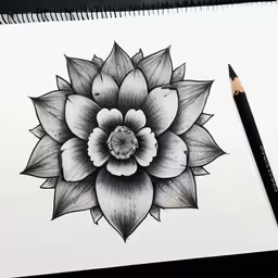 an illustration of a black flower with a white background