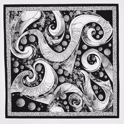 a black and white artwork painting of an intricate design