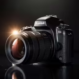 a camera is on a table with its flash light