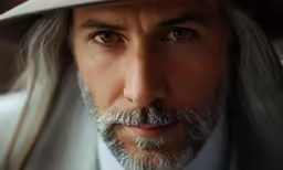 a close up image of a person wearing a hat
