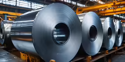 metal coils in an industrial area with large pipes