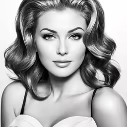 the model is posing in her white dress