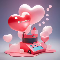 a valentine themed electronic device with two hearts above it