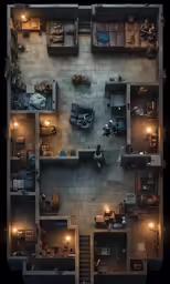 a two story floor plan has several couches and one chair