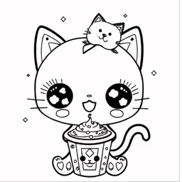 cute cat coloring pages with kitty on top