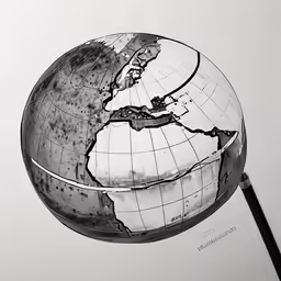 the earth on display is drawn with pencil