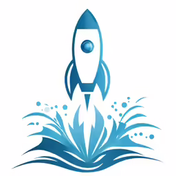 an illustration of a rocket launching into the sky