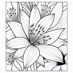 an abstract flower, drawing in black and white,flowers are drawn by line in this coloring page