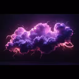 a cluster of purple clouds floating over the dark sky