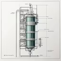 a diagram of a tank in a factory with diagrams on the side