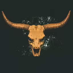 an animal head with horns on it
