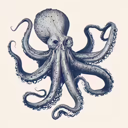 an octopus drawn in ink on white paper