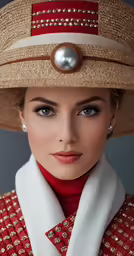 the woman is wearing a hat and scarf