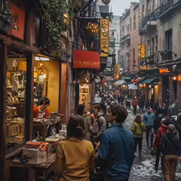 some people walking around in a busy city