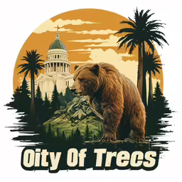 a bear standing on top of a hill next to a tall building