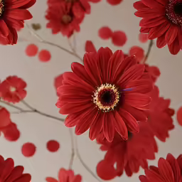 this is some red flowers on a table