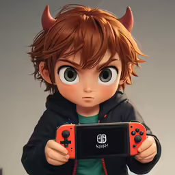 a little girl is holding a game remote controller