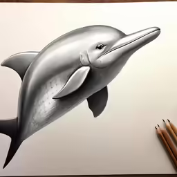 an animal has been drawn to look like a dolphin