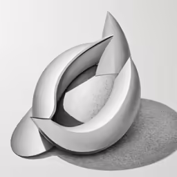 a drawing of a white object with silver and grey paint