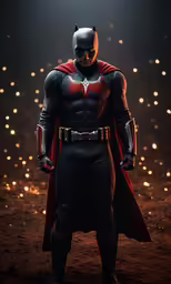 a close up of a person in a batman costume