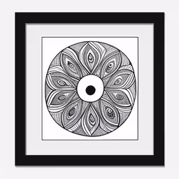 an abstract black and white painting with wavy lines