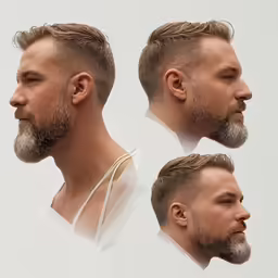 a male with three sides and a top knot