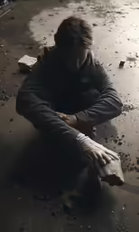 a man who has been injured while holding his arm