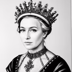 a portrait of the queen, who has an ornate tiara