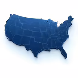 a blue map that has been cut out