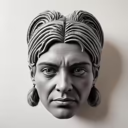 a woman with large black hair is looking to the side