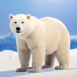 a polar bear is standing on a snowy hill