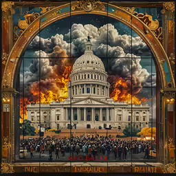 an illustration of a fire in the capitol building