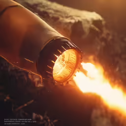 someone holding a flashlight while using a fire extinguisher