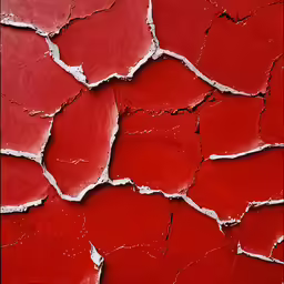 a red background with peeling paint all over it