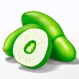 green kiwi fruit sliced in half on white background