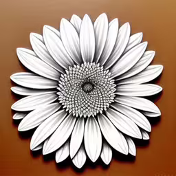 a beautiful white flower sits in front of a brown background,a drawing of a white flower with lots of petals