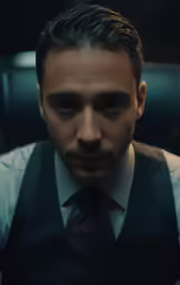 a man looking into the camera with the tie on