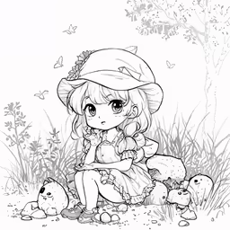 girl with mushroom and other little animals