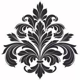 a black and white damask,black and white drawing of a floral arrangement