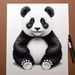a panda bear sitting on top of a table