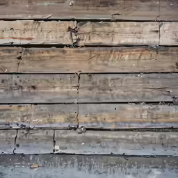 a bird perches on top of a dirty wooden plank