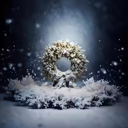 the snow is white and full of small wreaths