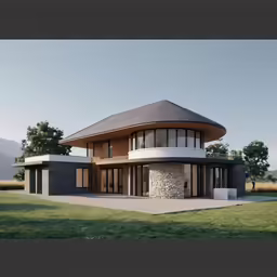 a modern house that is very unusual in its exterior