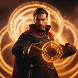 a man dressed as thor standing in front of a circle