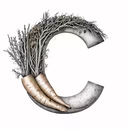 a drawing with branches, twigs and letters written in it