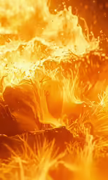 flames and bubbles rise from the lavas as it eruptts