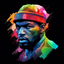 a digital portrait of the rapper wearing a beret cap