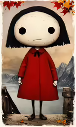 a very cute little girl in a red coat